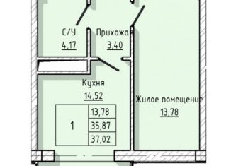 Продается однокомнатная квартира, 37 м2, Кабардино-Балкариия, улица Тарчокова, 127Б