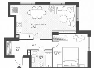 Продаю 1-комнатную квартиру, 58.4 м2, Москва, метро Строгино, Крылатская улица, 33к1