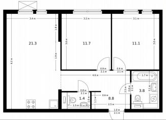 Продам 2-ком. квартиру, 58.1 м2, Котельники, Новая улица, 3