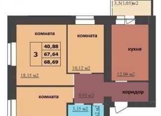 Продается 3-ком. квартира, 68.7 м2, Ярославская область