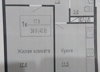 1-комнатная квартира на продажу, 40.4 м2, Краснодар, Бородинская улица, 150Бк2, ЖК Гарант