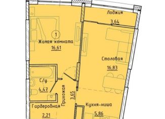 1-комнатная квартира на продажу, 51.5 м2, Екатеринбург, Машинная улица, 1В/2, ЖК Клевер Парк