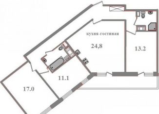 Продам трехкомнатную квартиру, 87.5 м2, Санкт-Петербург, 1-й Предпортовый проезд, 13, ЖК Философия на Московской
