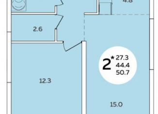 Продается 2-ком. квартира, 50.7 м2, Краснодар, бульвар Адмирала Пустошкина, 11, ЖК Титаны