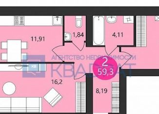 Продам 2-ком. квартиру, 59.3 м2, Ярославль, ЖК Московский Квартал, 1-я Приволжская улица, 10А