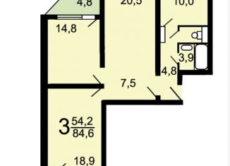 Продажа 3-ком. квартиры, 84.6 м2, Москва, улица 1905 года, 19, метро Улица 1905 года