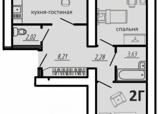 Продается 2-комнатная квартира, 62.1 м2, село Засечное, Соборная улица, с1, ЖК Весна