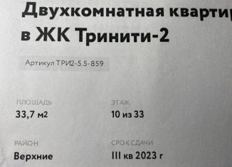 Продам 1-комнатную квартиру, 33.7 м2, Москва, ЖК Тринити 2