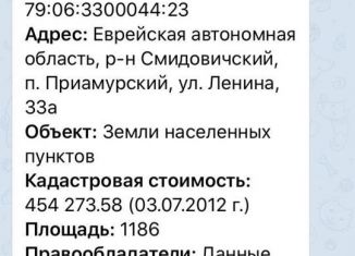Продажа земельного участка, 1186 сот., поселок городского типа Приамурский