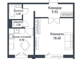 Продаю 1-комнатную квартиру, 40.2 м2, посёлок Пригородный