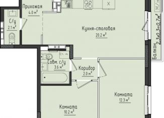 Продажа 2-комнатной квартиры, 54.4 м2, село Первомайский