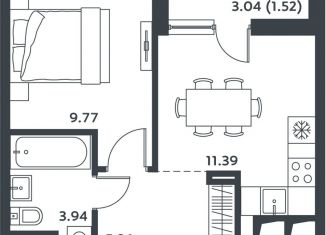 1-комнатная квартира на продажу, 31.9 м2, поселок Отрадное