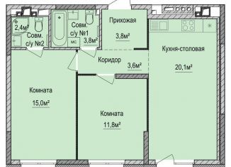 Продается двухкомнатная квартира, 60.5 м2, Ижевск, Устиновский район