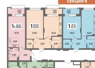 1-ком. квартира на продажу, 45.3 м2, Воронеж, улица 121 Стрелковой Дивизии, 9, ЖК Суворов-Сити