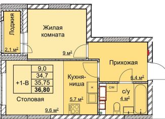 Продам однокомнатную квартиру, 35.8 м2, Нижний Новгород, ЖК Маяковский Парк, переулок Профинтерна