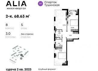 2-комнатная квартира на продажу, 68.6 м2, Москва, жилой комплекс Алиа, к5, метро Спартак