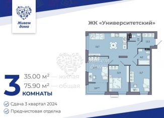Продажа 3-комнатной квартиры, 79 м2, Волгоградская область, улица Владимира Петровского, 4А
