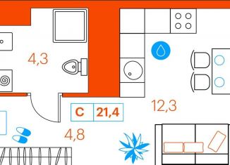 Продам квартиру студию, 21.4 м2, Тюмень, улица Ветеранов Труда, 36, Ленинский округ