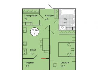 Продажа однокомнатной квартиры, 38 м2, Ставрополь, ЖК Семейный, улица Чапаева, 4/1Б