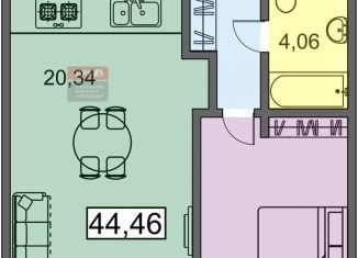 Продам однокомнатную квартиру, 44.5 м2, Рязань, Московское шоссе, 2, Железнодорожный район