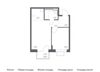 1-комнатная квартира на продажу, 41.4 м2, Московская область
