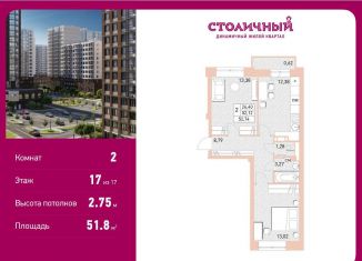 Двухкомнатная квартира на продажу, 51.8 м2, Балашиха, ЖК Столичный, жилой комплекс Столичный, к23