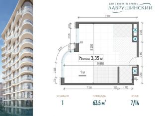 Продажа 1-ком. квартиры, 63.5 м2, Москва, ЖК Лаврушинский