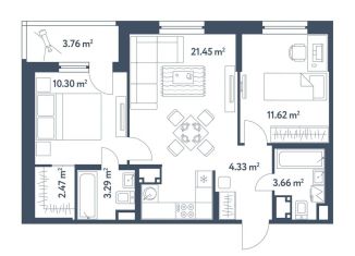 Продается трехкомнатная квартира, 59 м2, Москва, жилой комплекс Светлый Мир Станция Л, к26, метро Братиславская