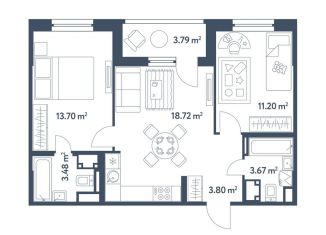 Продам 3-комнатную квартиру, 56.5 м2, Москва, жилой комплекс Светлый Мир Станция Л, к26, метро Братиславская