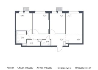 Продам трехкомнатную квартиру, 69.3 м2, деревня Путилково