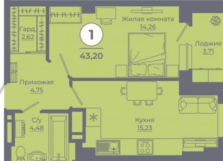 Продажа однокомнатной квартиры, 42.8 м2, Ростовская область, улица Ерёменко, 111