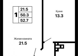 1-комнатная квартира на продажу, 52.7 м2, Самарская область