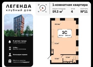 Продам 1-комнатную квартиру, 59.3 м2, Владимирская область, улица Чернышевского, 10