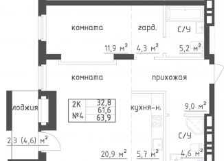 Продаю 2-комнатную квартиру, 64.3 м2, Самара, Галактионовская улица, метро Московская