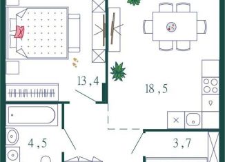 Продам однокомнатную квартиру, 46.3 м2, Москва, 1-я очередь, к4, ЖК Шагал