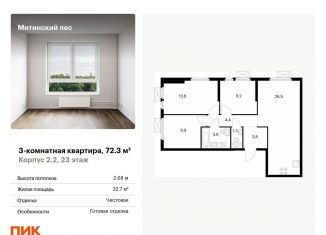 Продажа 3-комнатной квартиры, 72.3 м2, Москва, ЖК Митинский Лес