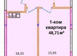 Продам однокомнатную квартиру, 48.7 м2, Новороссийск