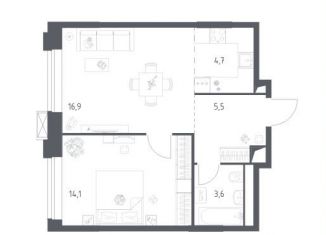 Продам двухкомнатную квартиру, 44.7 м2, Москва, ЗАО, жилой комплекс Верейская 41, к4.2