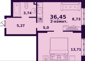 Продажа 2-ком. квартиры, 36.5 м2, Ульяновск, улица Народного учителя Латышева, 5, ЖК Сиреневый