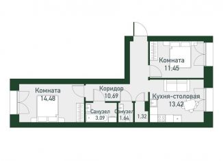 2-ком. квартира на продажу, 56.1 м2, Свердловская область