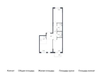 Продается 2-ком. квартира, 59 м2, Тюменская область, жилой комплекс Чаркова 72, 1.3
