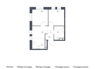 Продается 2-комнатная квартира, 41.3 м2, Москва, район Печатники, жилой комплекс Квартал на воде, 2