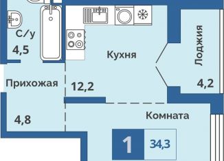 Продается 1-комнатная квартира, 34.3 м2, Курганская область, улица Куйбышева, 141