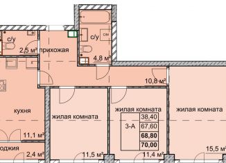 Продается 3-комнатная квартира, 68.8 м2, Нижегородская область, улица Дружаева, 30