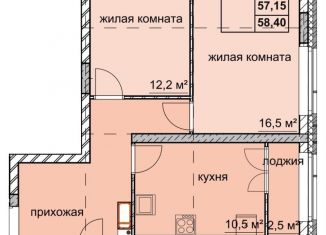 2-комнатная квартира на продажу, 57.2 м2, Нижегородская область, улица Дружаева, 30