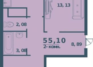 Продажа 2-комнатной квартиры, 55.1 м2, Ульяновск, жилой комплекс Юность, 3, ЖК Юность