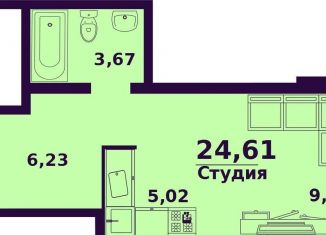 Продается 1-комнатная квартира, 24.6 м2, Ульяновск, улица Народного учителя Латышева, 5, ЖК Сиреневый