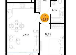 Продажа 1-комнатной квартиры, 46 м2, Рязанская область
