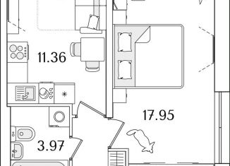 Однокомнатная квартира на продажу, 36.2 м2, Санкт-Петербург, муниципальный округ Финляндский