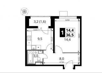 Продажа 1-комнатной квартиры, 36.5 м2, Московская область